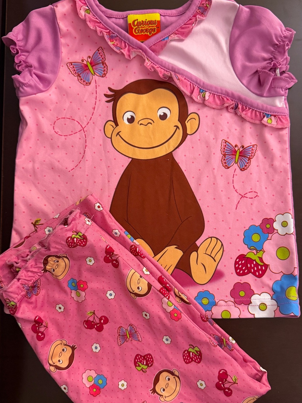 Y2k Curious George Pink Girls' Pajama Set